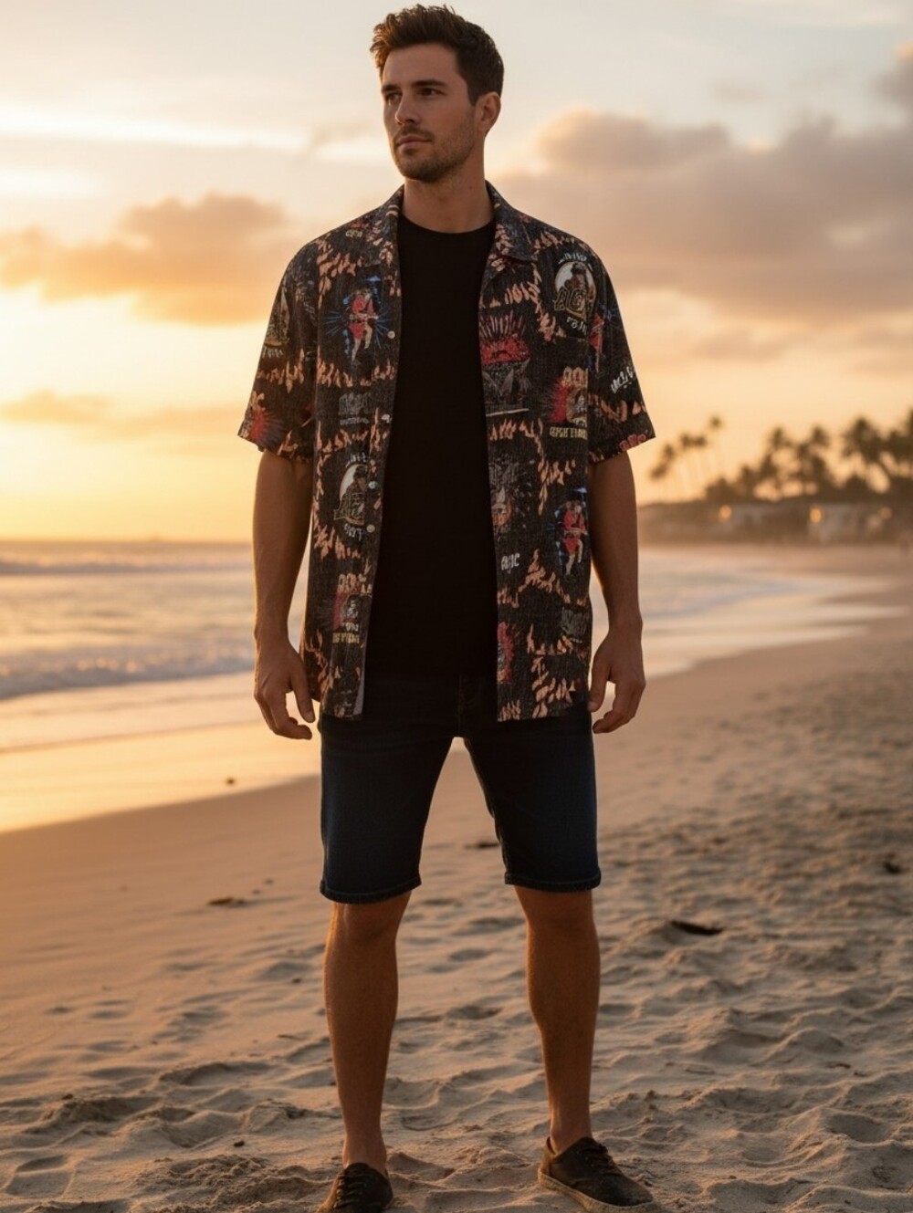 Reyn Spooner AC/DC Black Graphic Men's Hawaiian Shirt